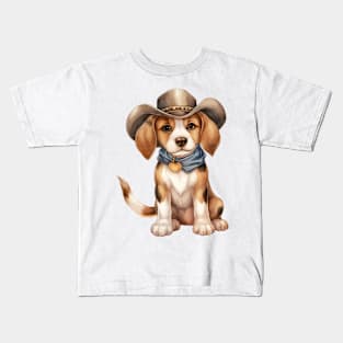 Cowboy Beagle Dog Kids T-Shirt